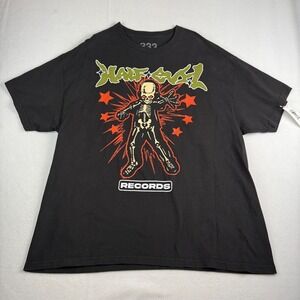 Half Evil 333‎ Records Skeleton Graphic T-Shirt Mens 2XL Black Streetwear Tee